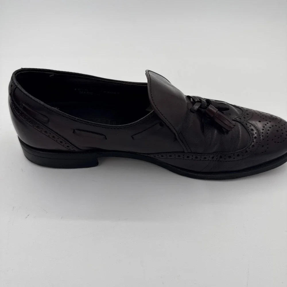Dexter Mens 10.5 Burgundy Leather‎ Tassel Loafer Shoes Wingtip Brogue Design